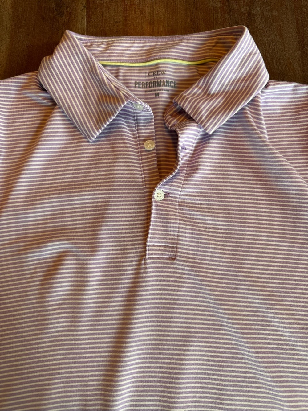 J. Crew Purple and White Striped Performance Polo